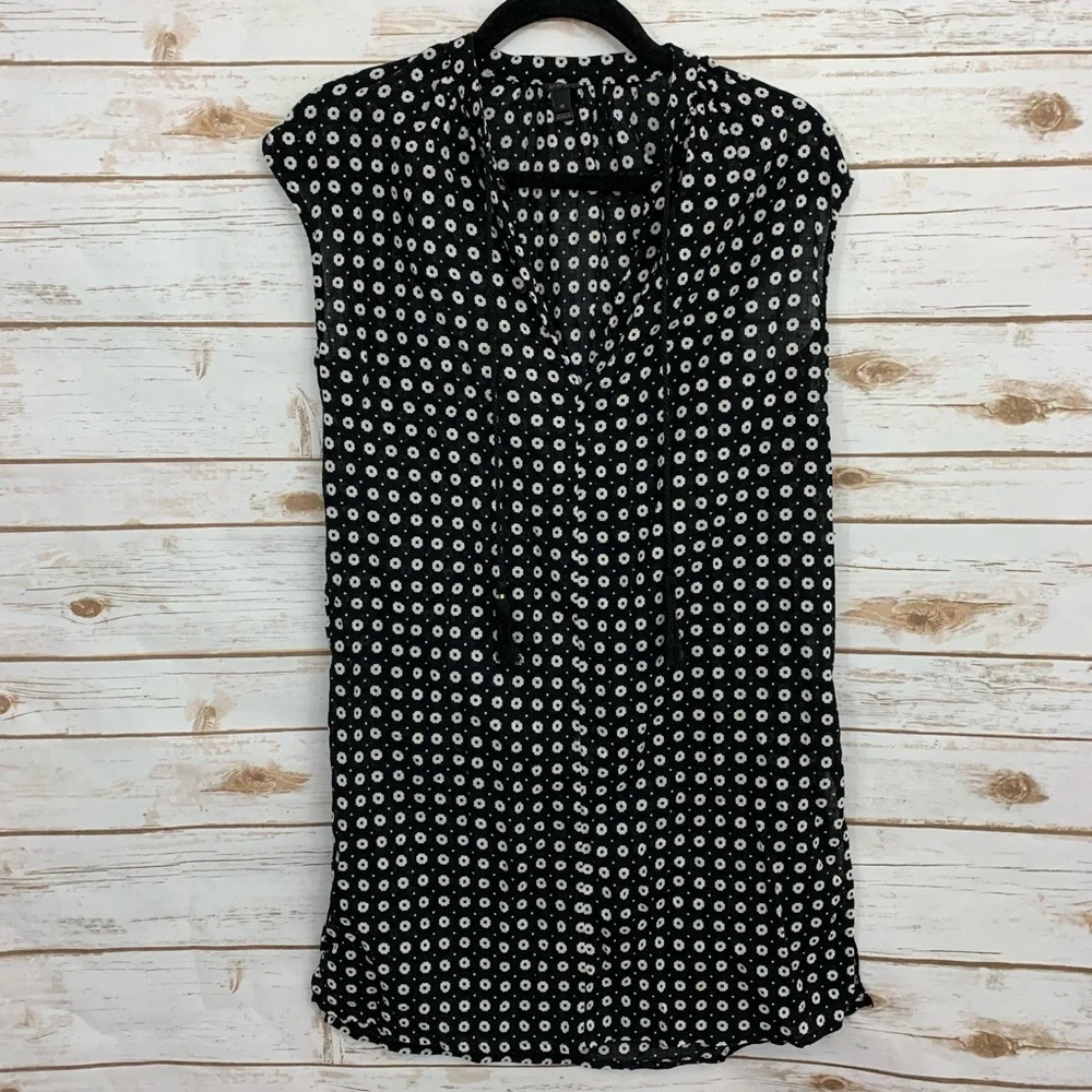 J Crew Jane Black White Cotton Tassel Tie Dress